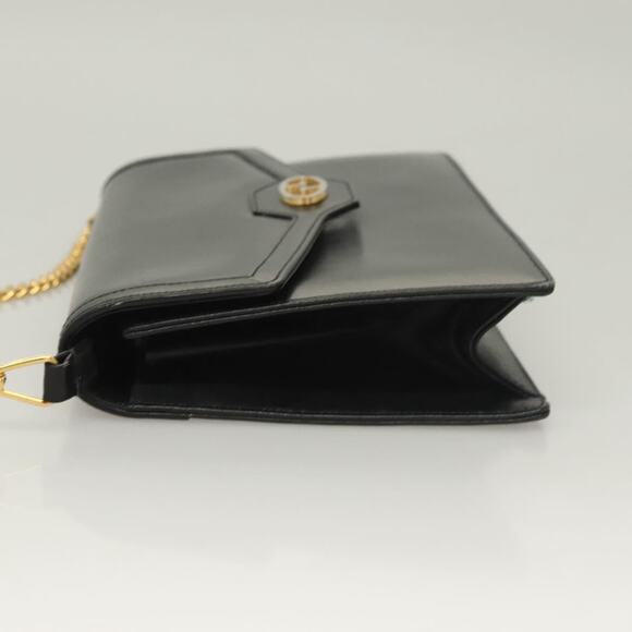 GUCCI Chain Shoulder Bag Leather Black Gold - Picture 5 of 16